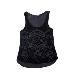 Black Velvet Tank with Geometric Design